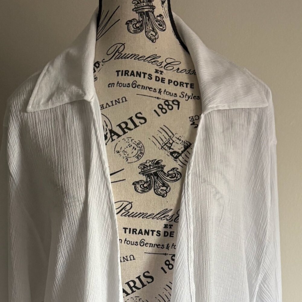 H&M White Lightweight Flowing Shirt, Size L